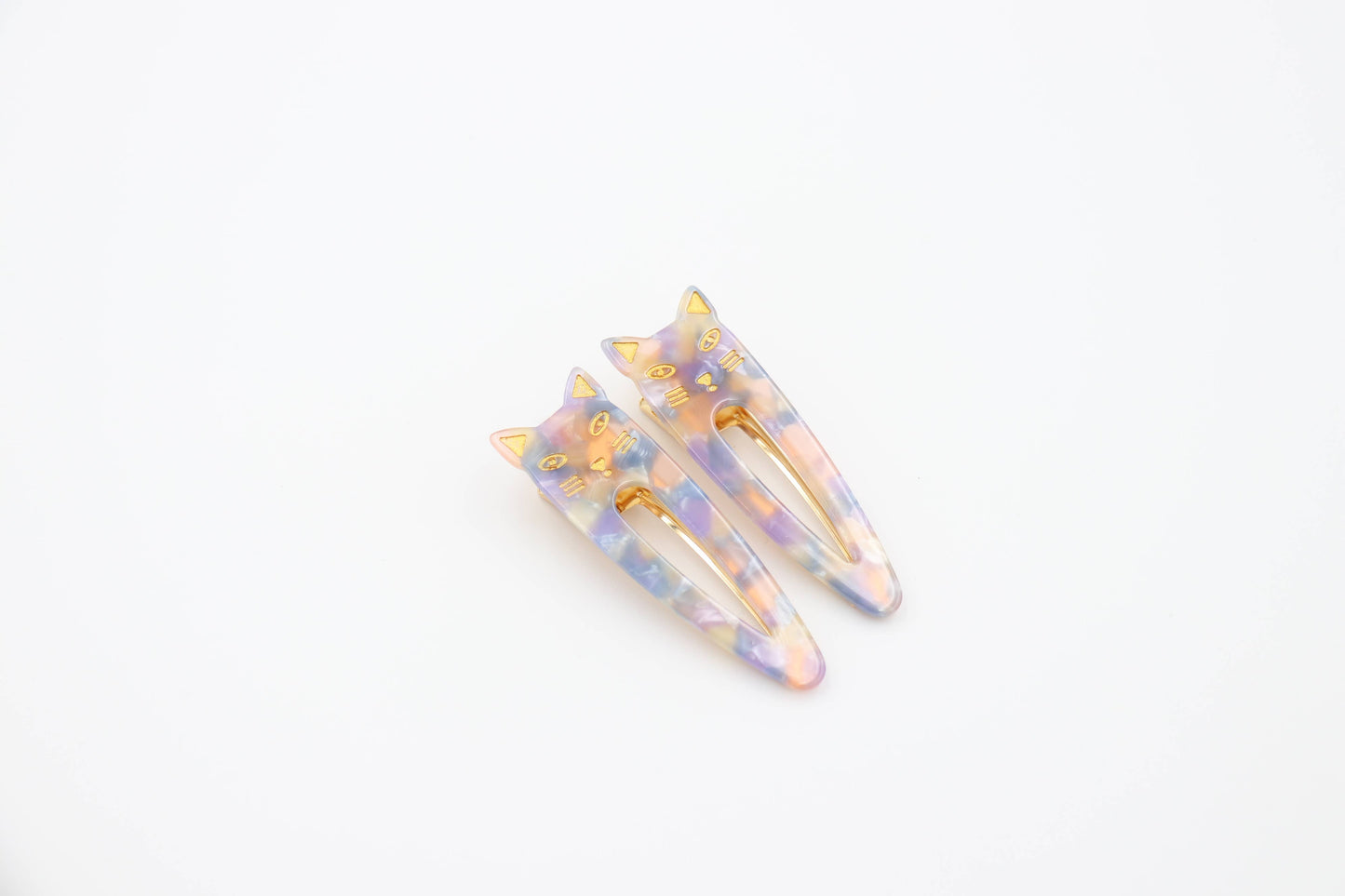 2.8'' Alligator Cat Acetate Hair Clips & Barrettes Set of 2: Purple