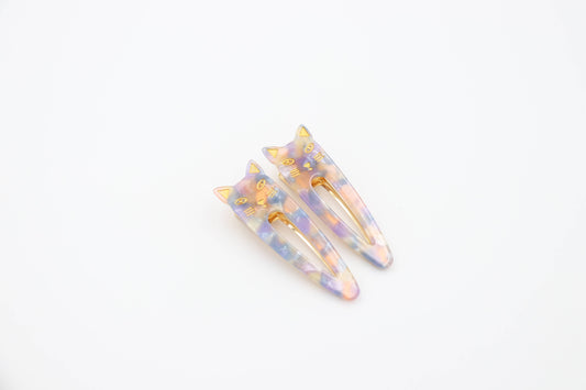 2.8'' Alligator Cat Acetate Hair Clips & Barrettes Set of 2: Purple