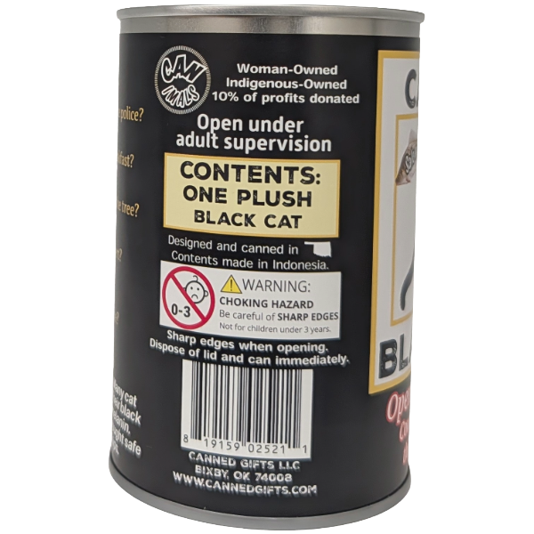 Salem the Canned Black Cat - Cat Plush in a Can: Pop Top Lid