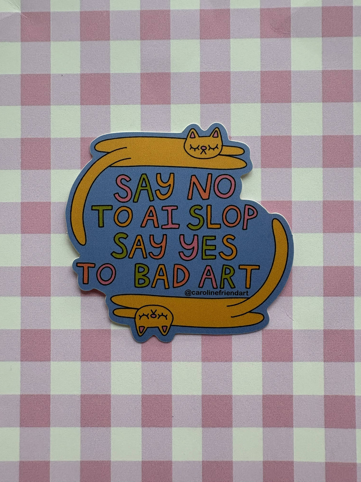 Bad Art Sticker | Anti-AI Cat Vinyl Waterproof