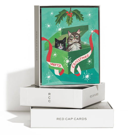 Meowy Christmas holiday greeting card: Boxed Set of 8