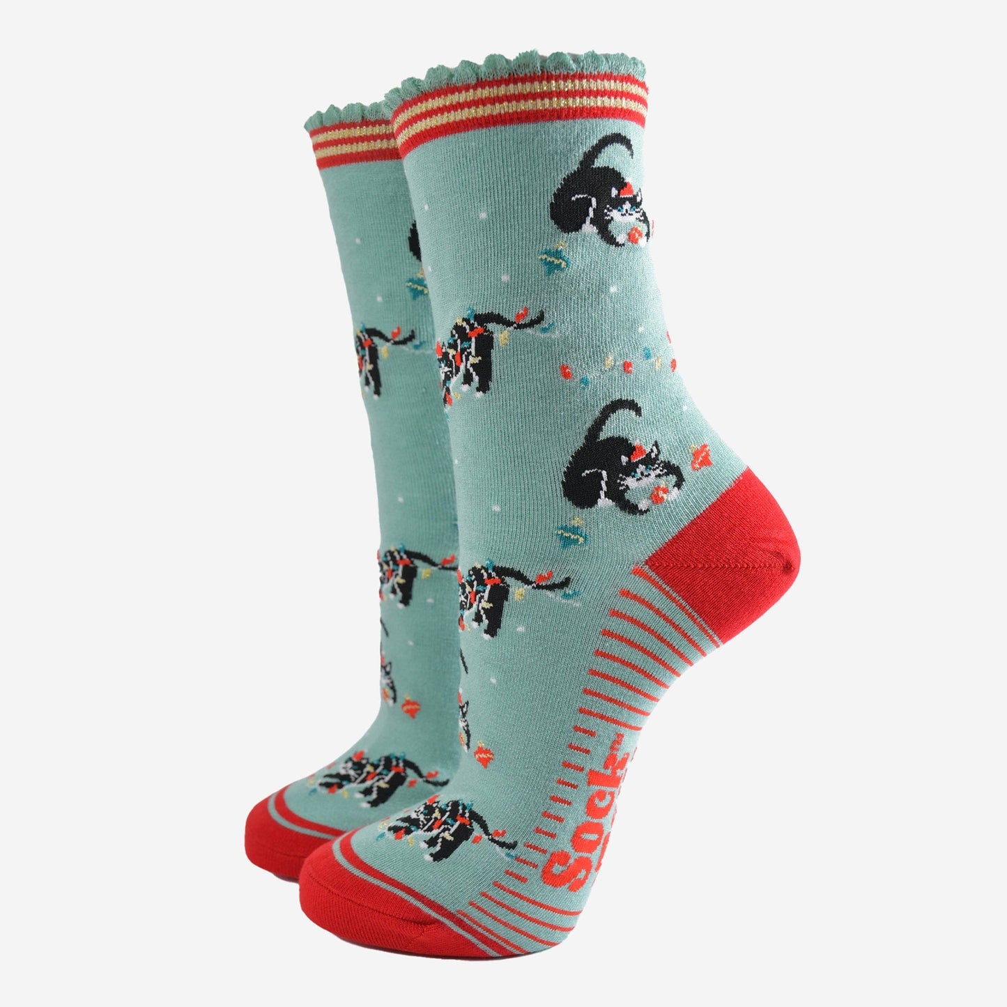 Women's Socks Gift Box Christmas Cats US Size 5-9