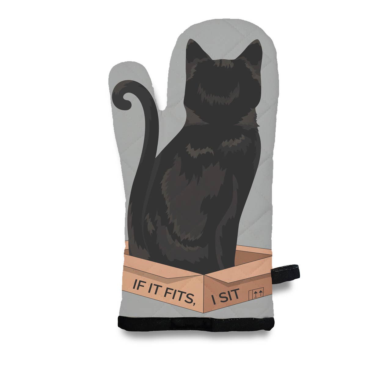 Black and White- Tuxedo Cat - If It Fits, I Sit Oven Mitt 