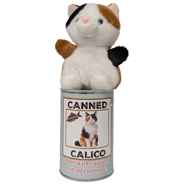 Canned Calico Cat | Stuffed Animal Cat Plush w/Jokes: Pop Top Lid
