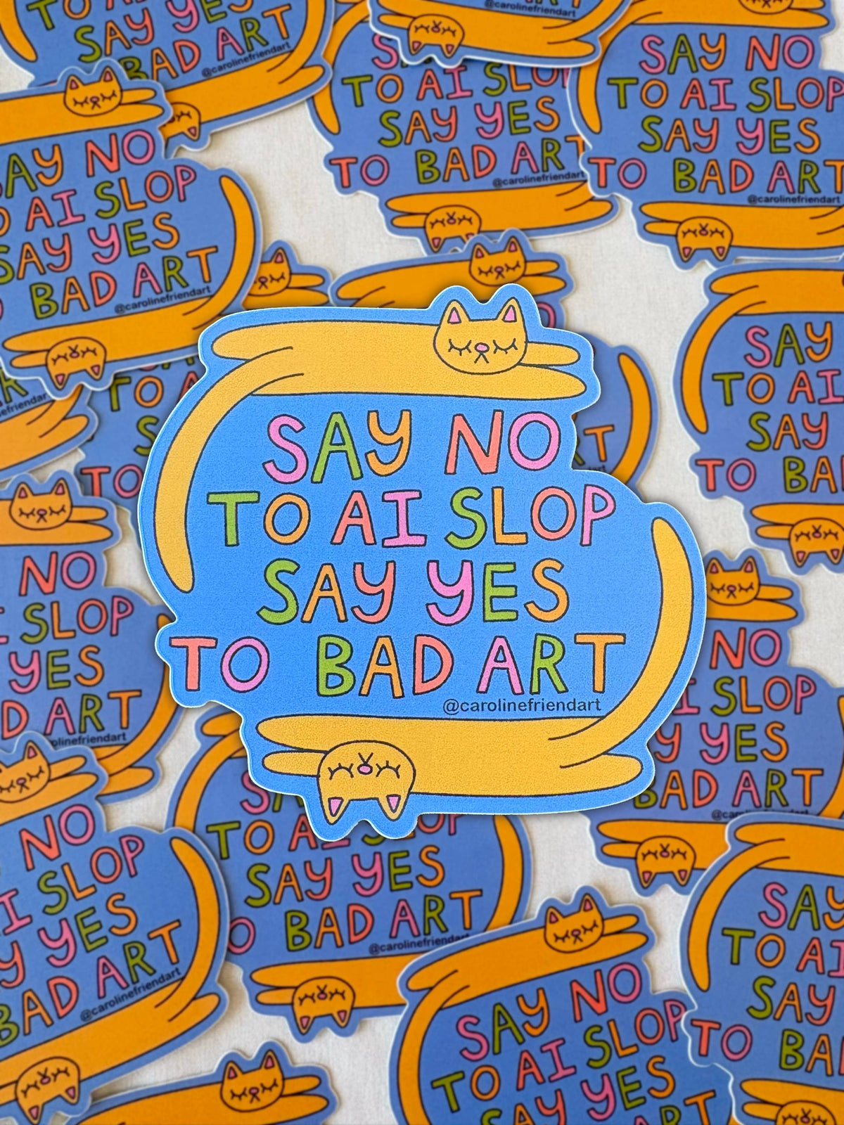 Bad Art Sticker | Anti-AI Cat Vinyl Waterproof