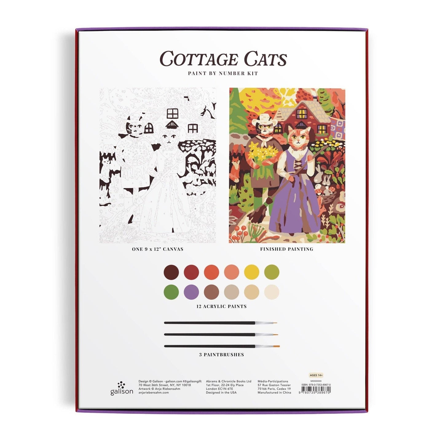 Cottage Cats 9 x 12 Paint by Number Kit