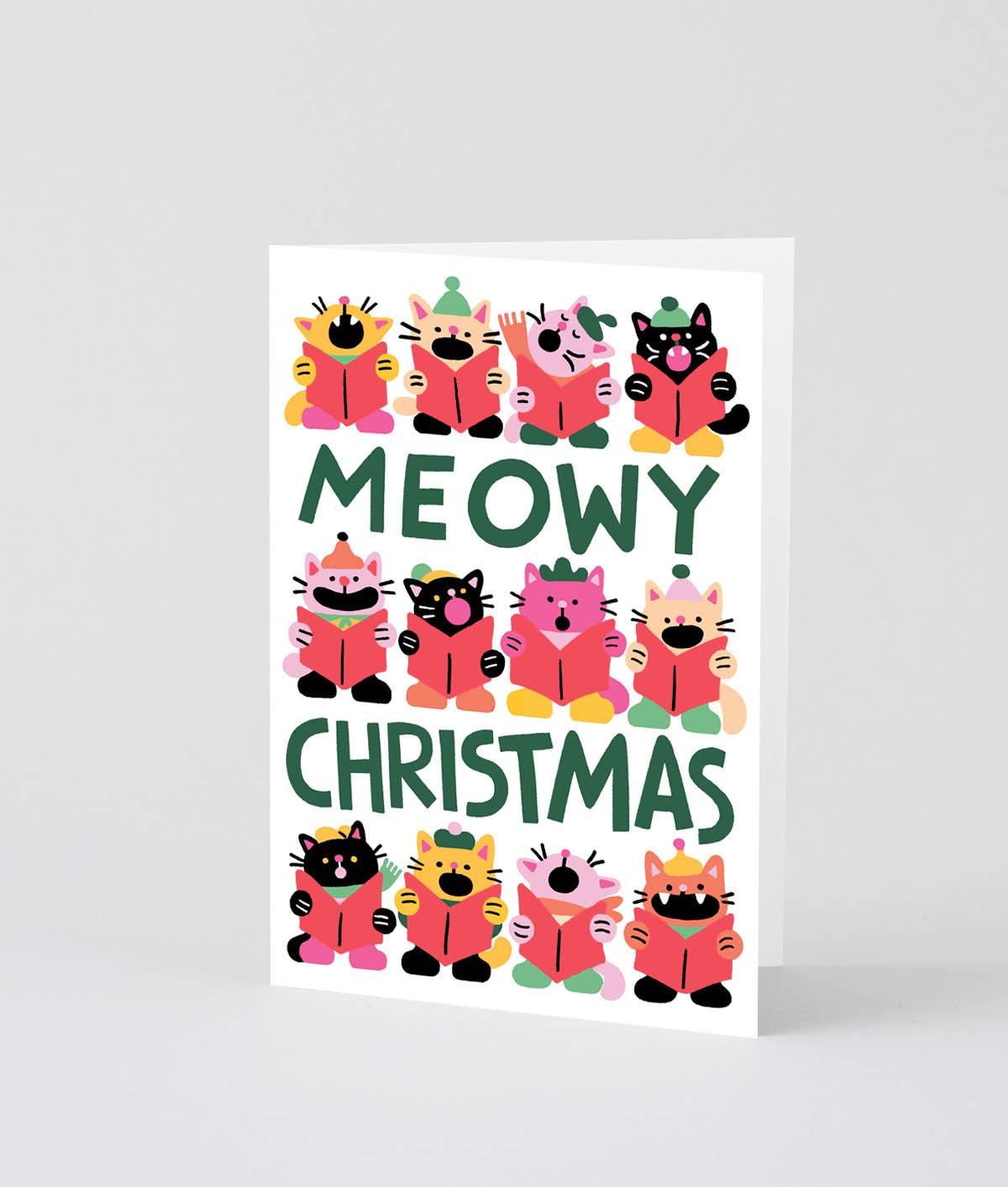 Meowy Christmas Embossed Greeting Card-BLANK INSIDE