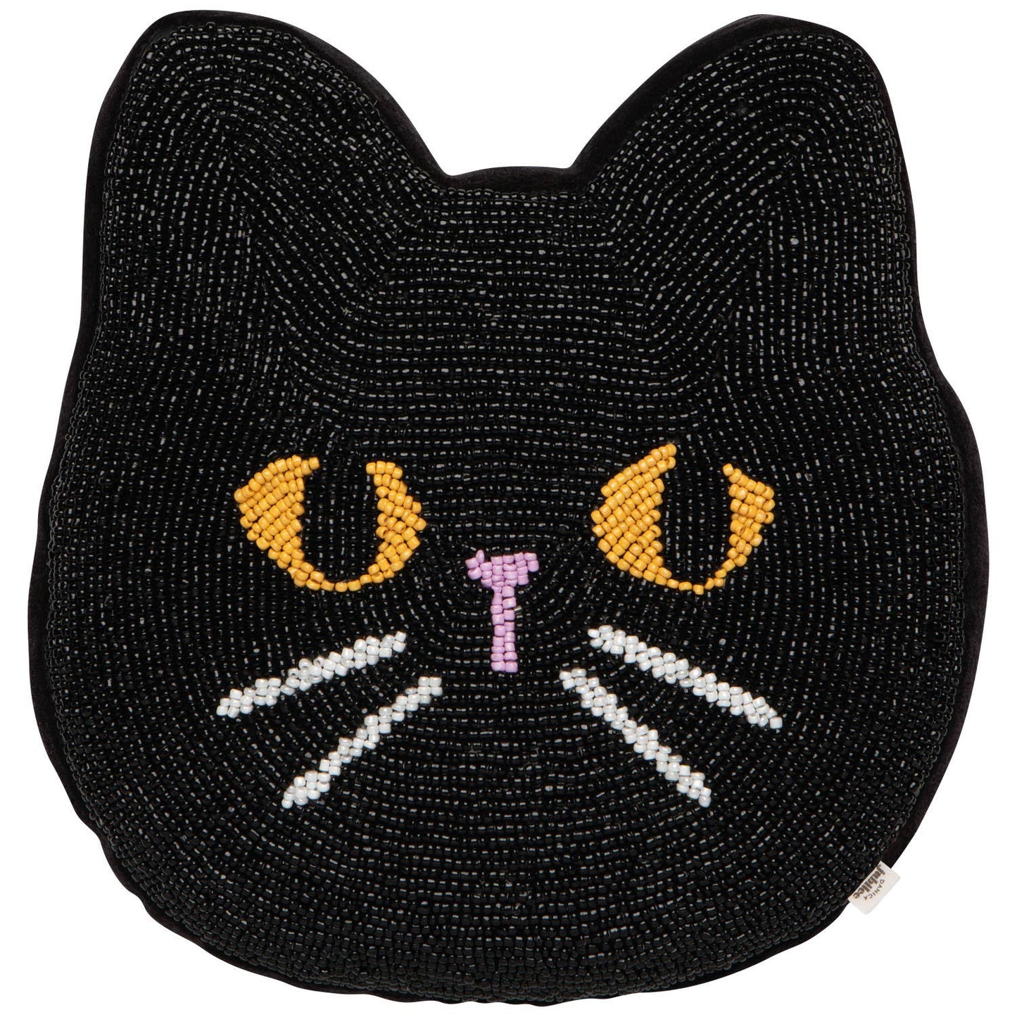 Black Cat Beaded Throw Pillow