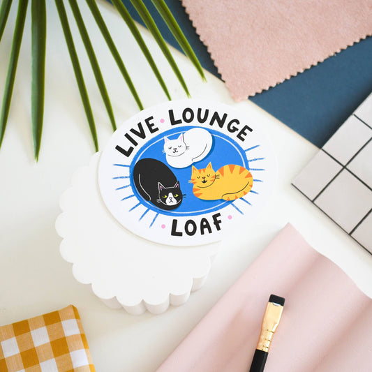 Live, Lounge, Loaf - Colourful Vinyl Sticker