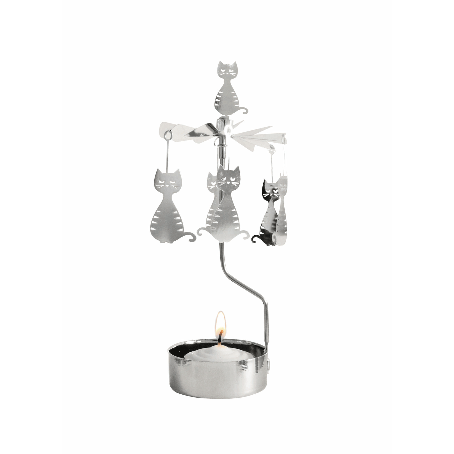 Rotary Candleholder, Dodgy Cat, Chrome Angel Chime Tealight Spinner