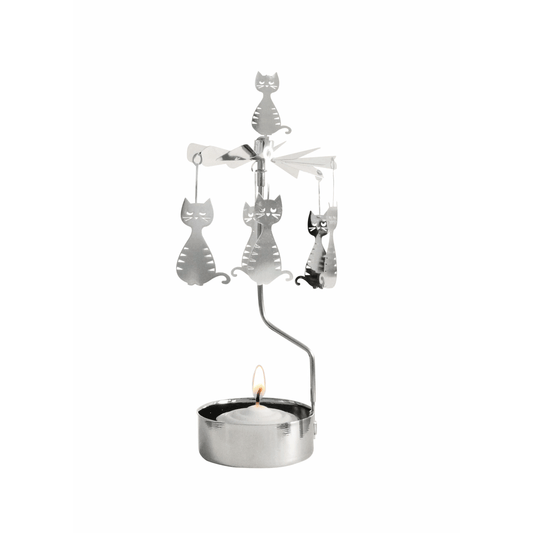 Rotary Candleholder, Dodgy Cat, Chrome Angel Chime Tealight Spinner