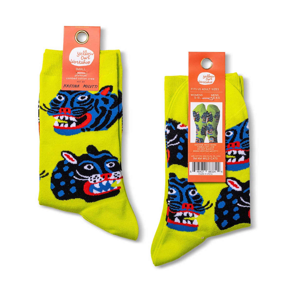 Kristina Micotti Wild Cats - Women's Art Crew Socks
