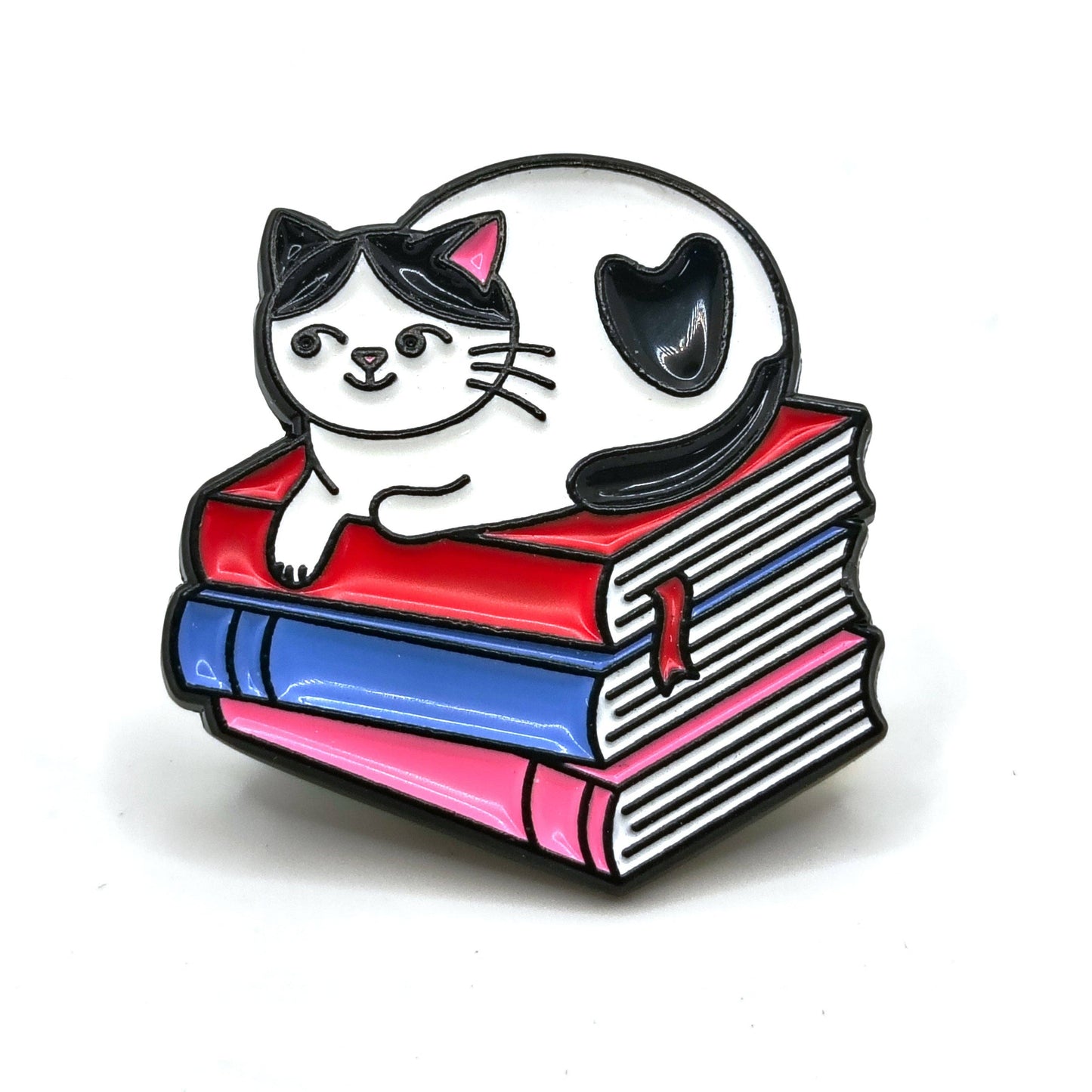 Stack of Books Cat Pin