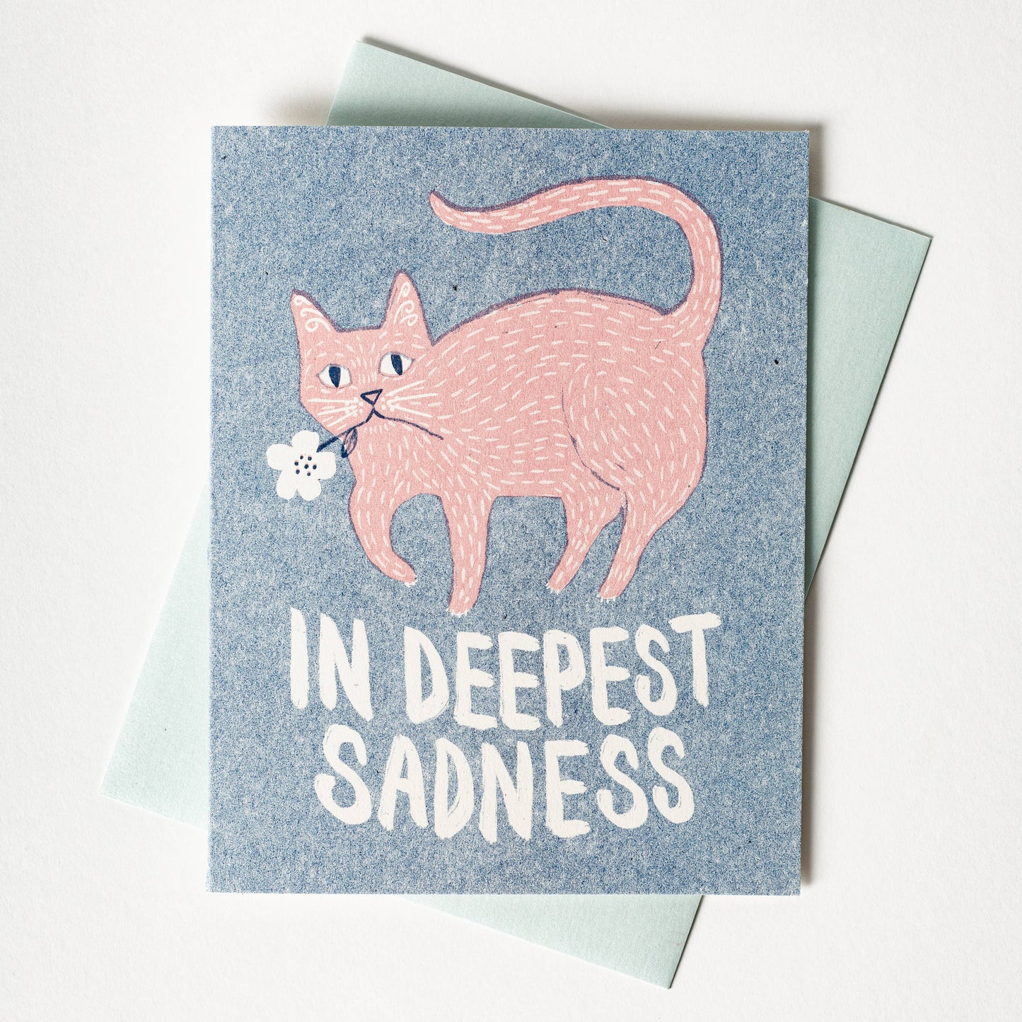 In Deepest Sadness - Risograph Card: Federal Blue + Light Mauve