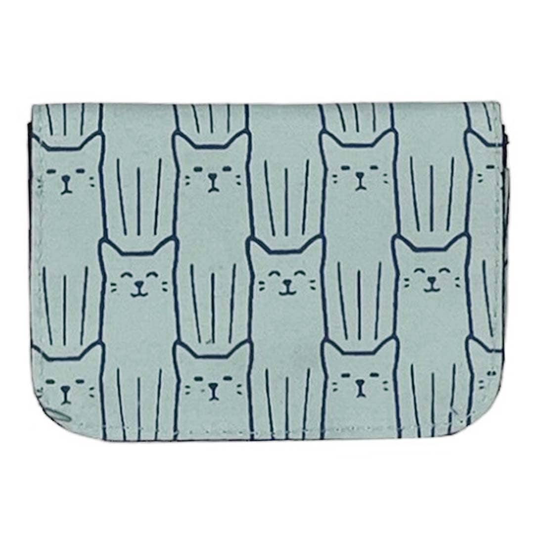 Cotton Canvas Cardholders - Cat Prints - Small Wallet : Army Green