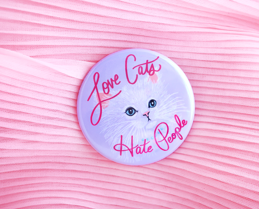 Love cats, hate people button
