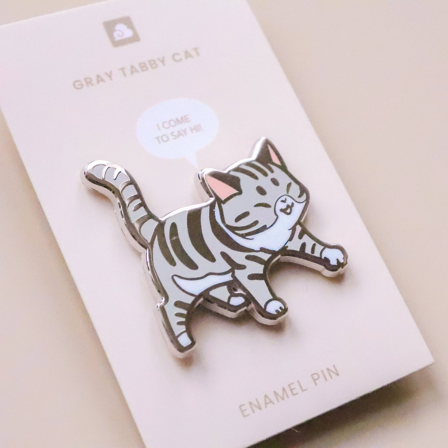 Enamel Pin - Gray Tabby Cat