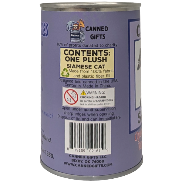 Canned Siamese | Rescue Cat | Eco-Friendly Recycled Gift: Pop Top Lid