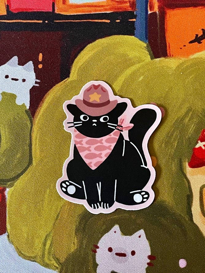 Yee to the Haw Cowboy Cat Matte Weatherproof Vinyl Sticker