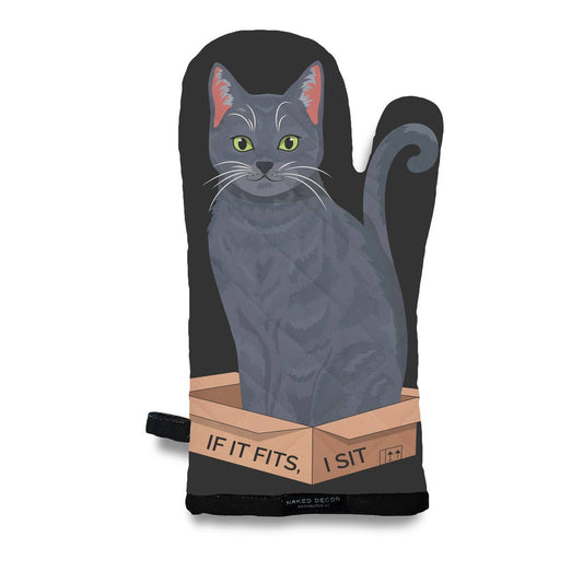 Russian Blue Kitty Cat - If It Fits, I Sit Oven Mitt