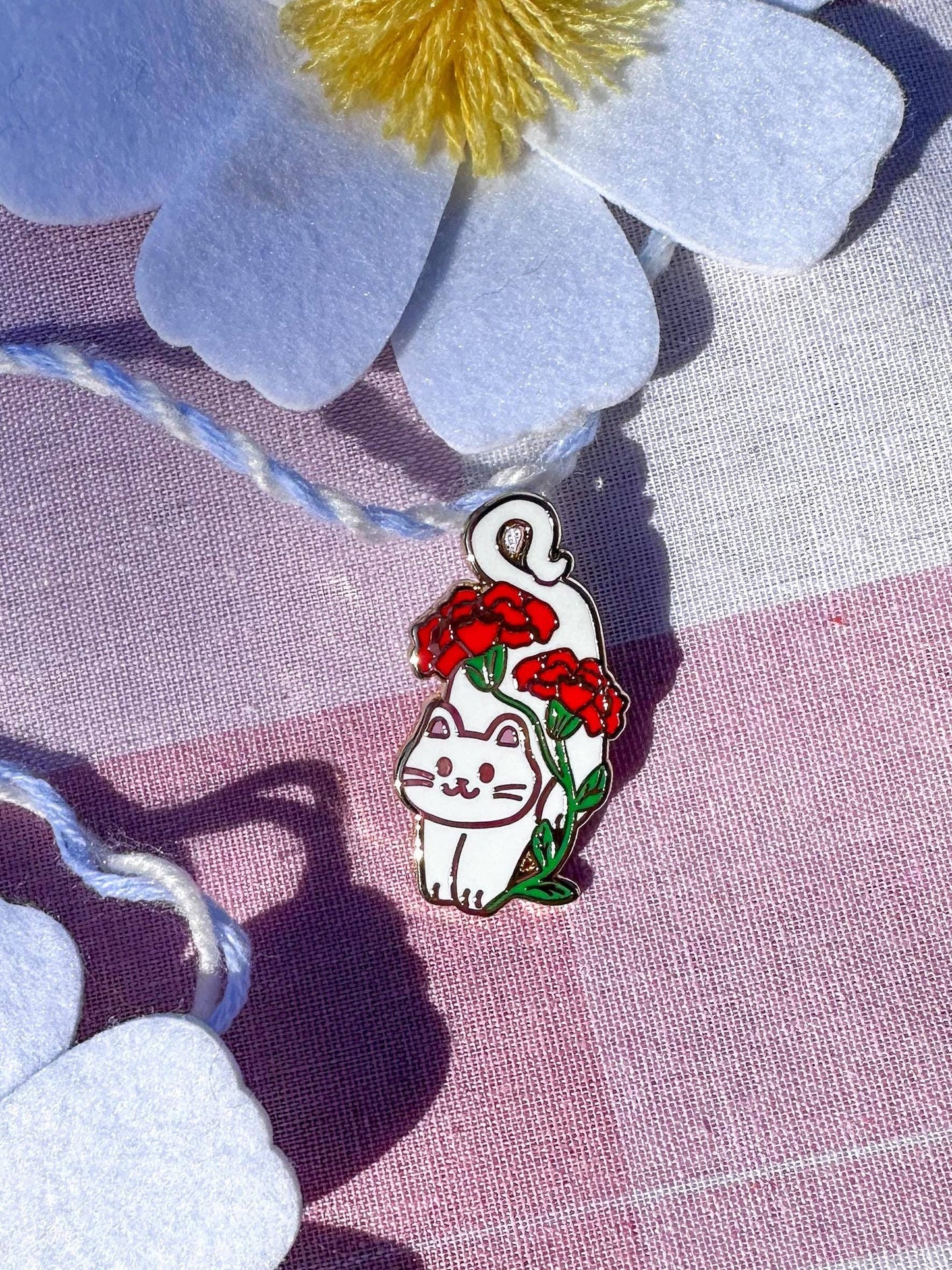 Birth Month Flower Cat Enamel Pin