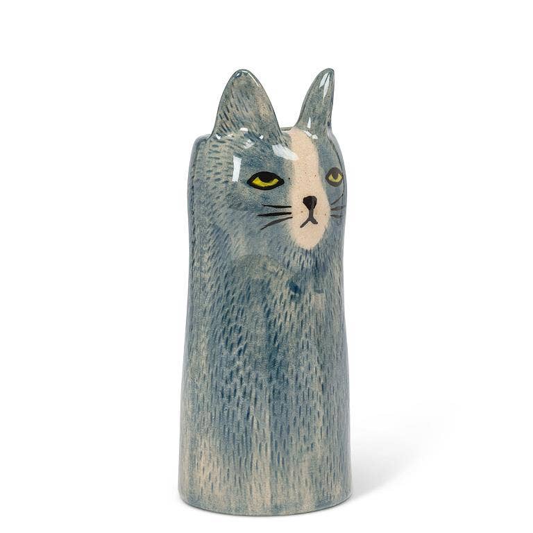 Skinny Cat Vase-6"H: Blue