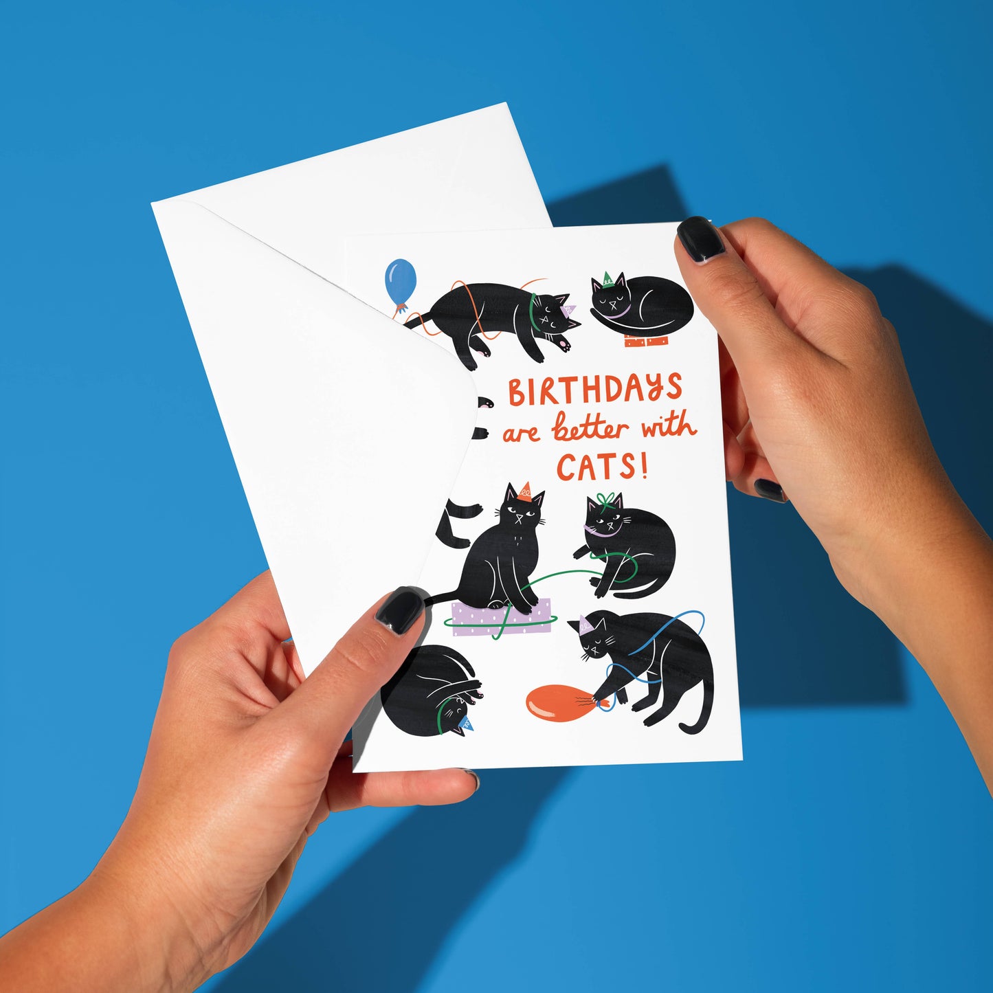 Birthdays Are Better With Cats Card BLANK INSIDE