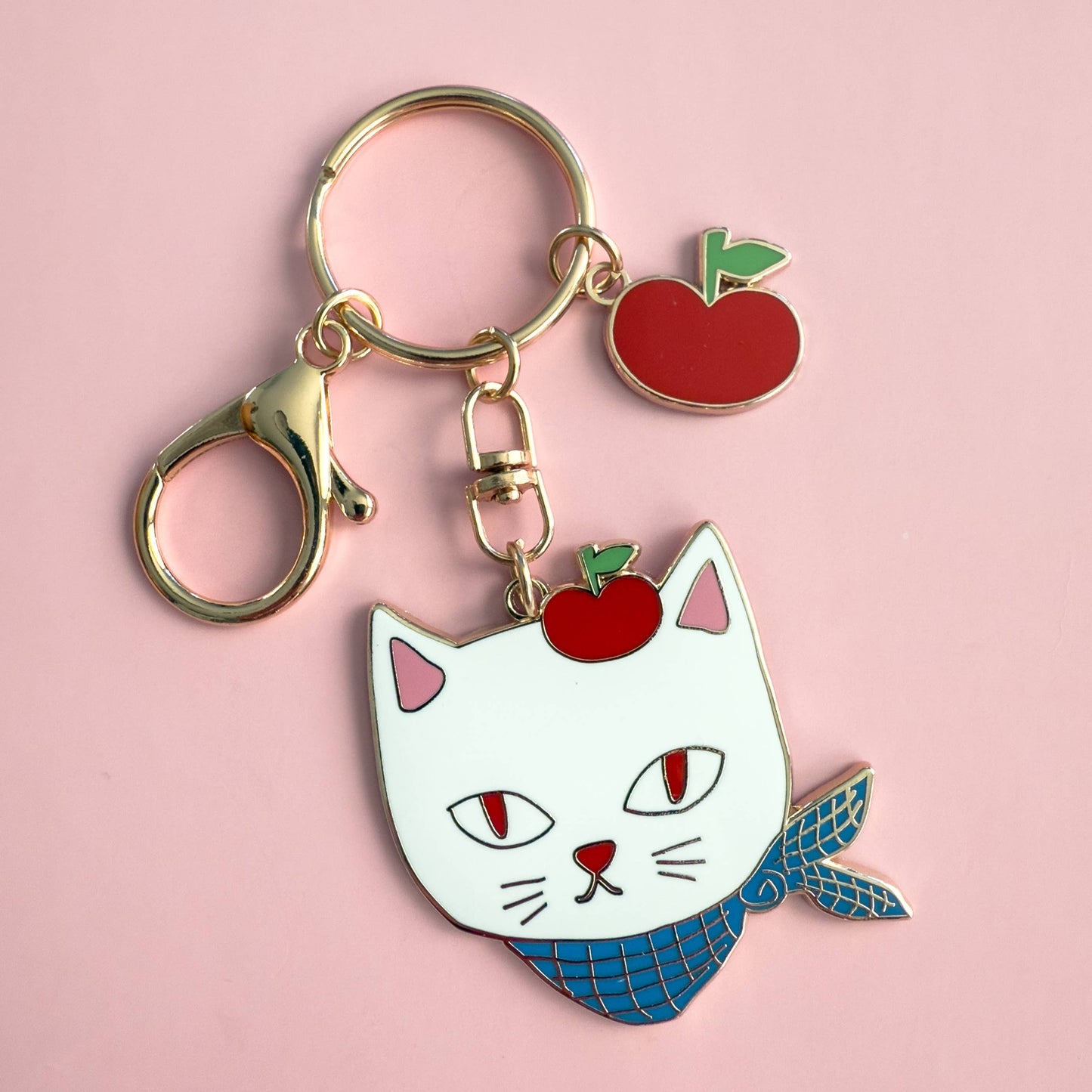 Apple Cat keychain Charm
