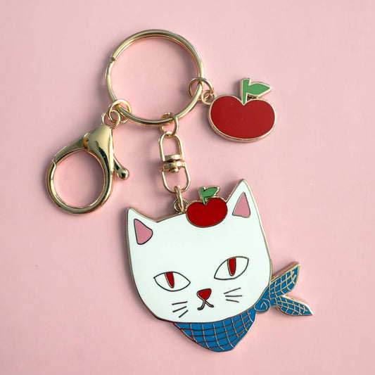 Apple Cat keychain Charm