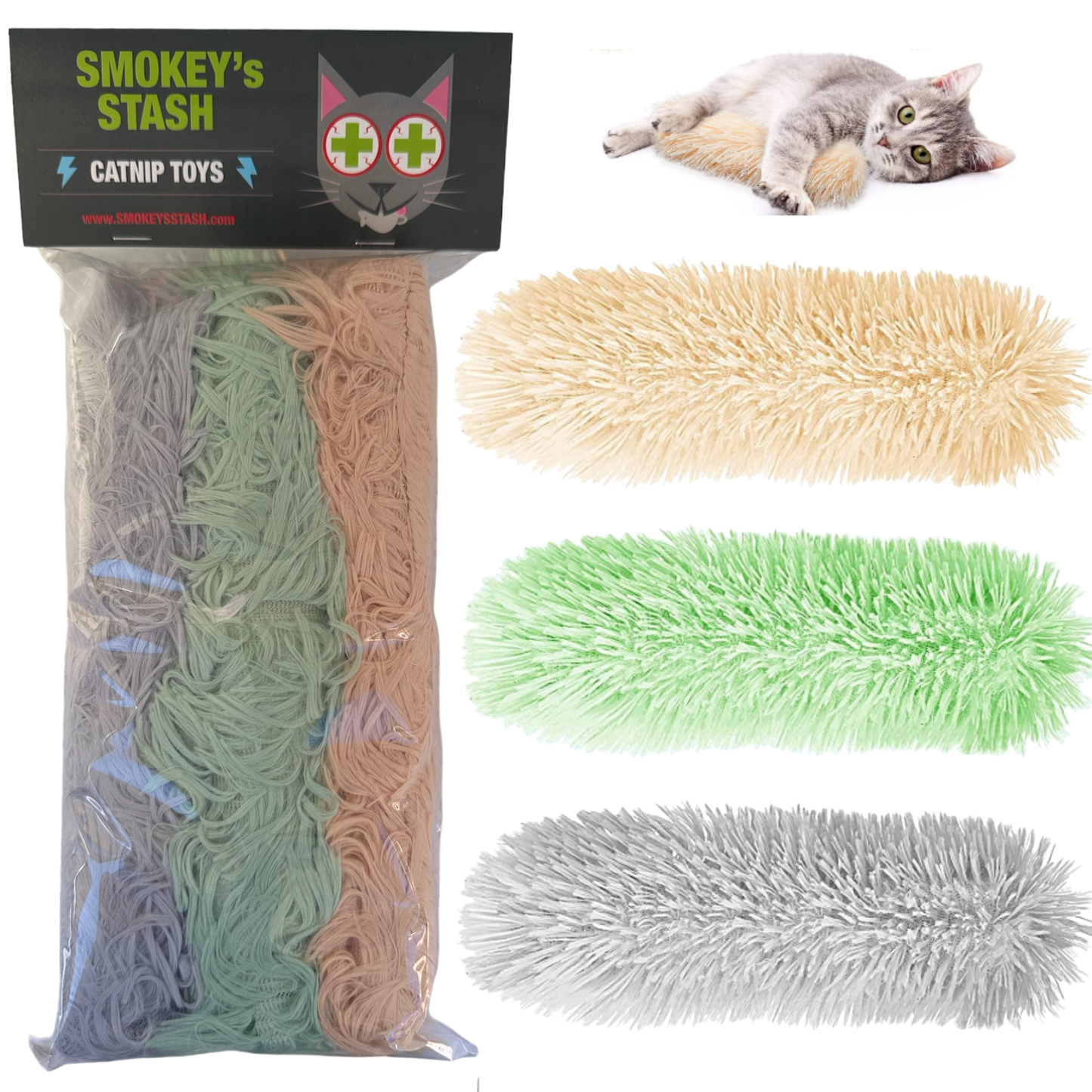 Cat Toy Pillows 3 Pack Soft & Durable Crinkle Ball & Catnip