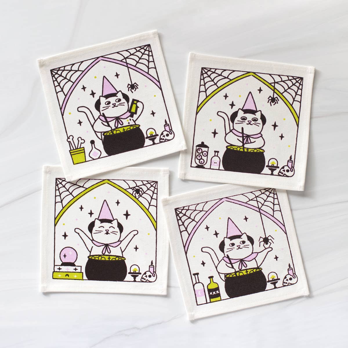 Cauldron Cat Cocktail Napkin Set