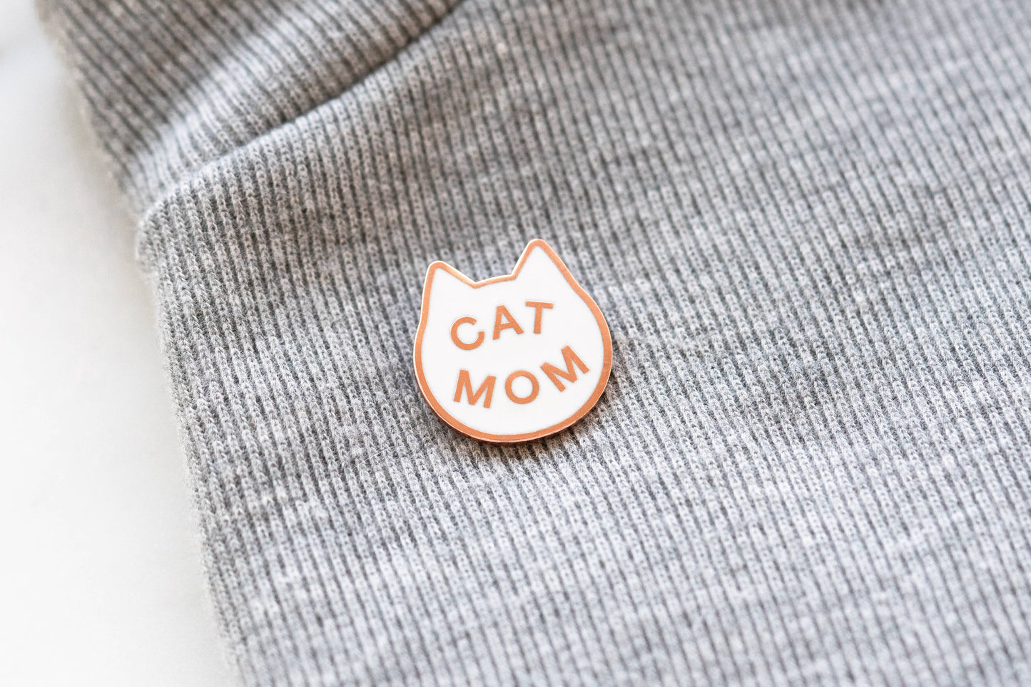 Cat Mom Pin: Copper/white