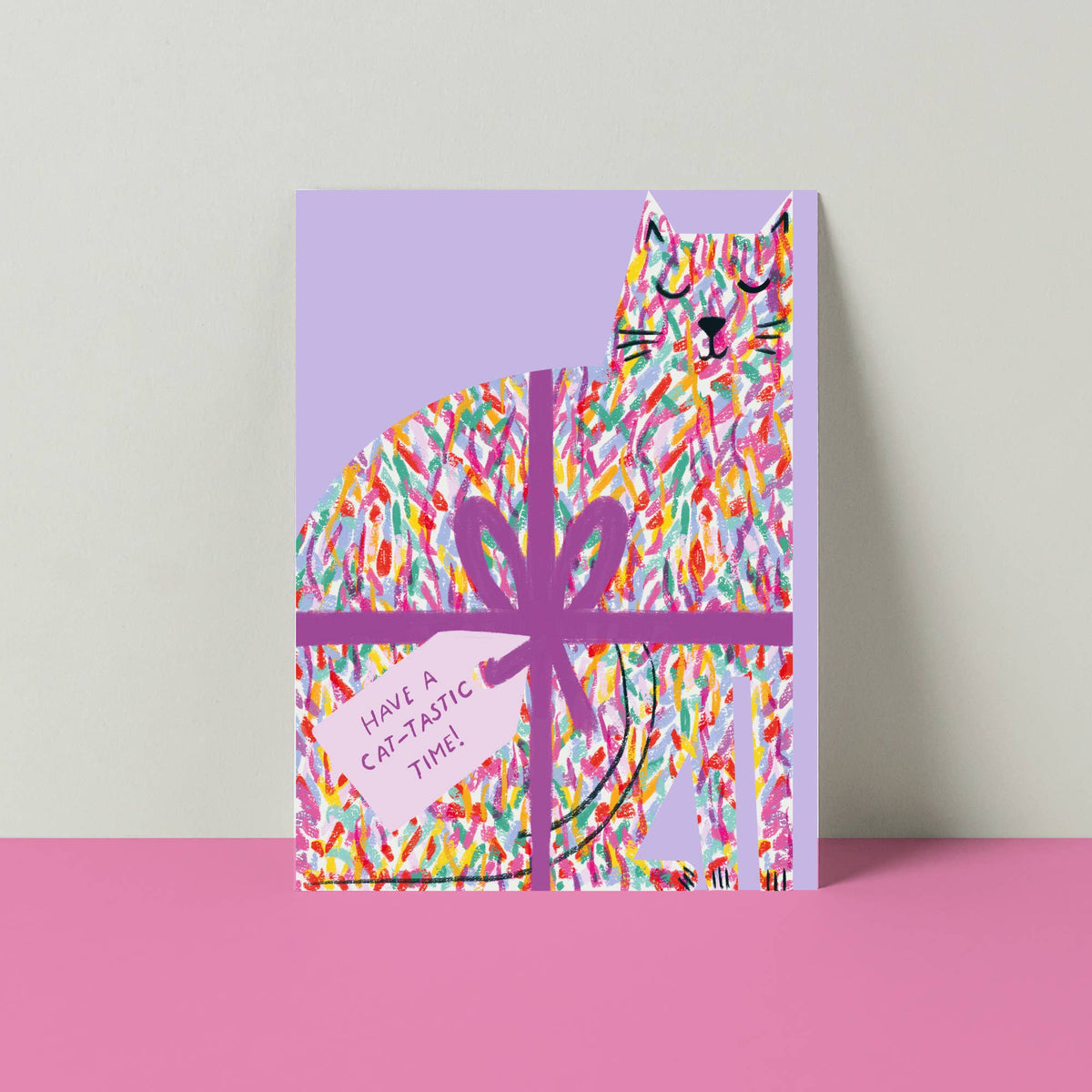 Cat Birthday Die Cut Card-BLANK INSIDE