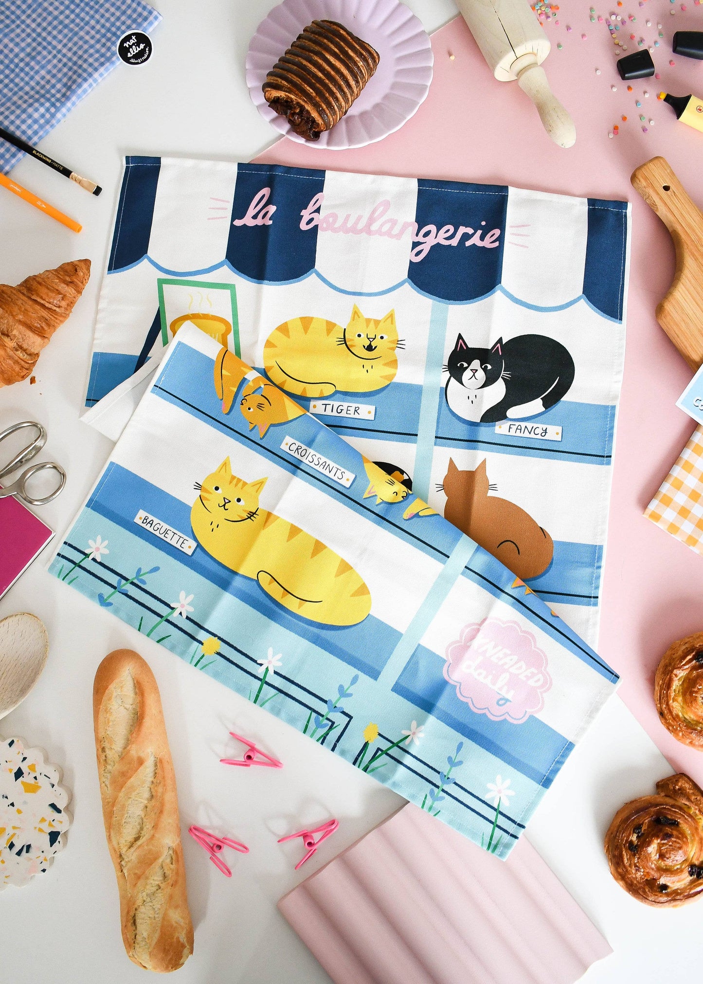 La Boulangerie/ The Bakery- Large Organic Tea Towel