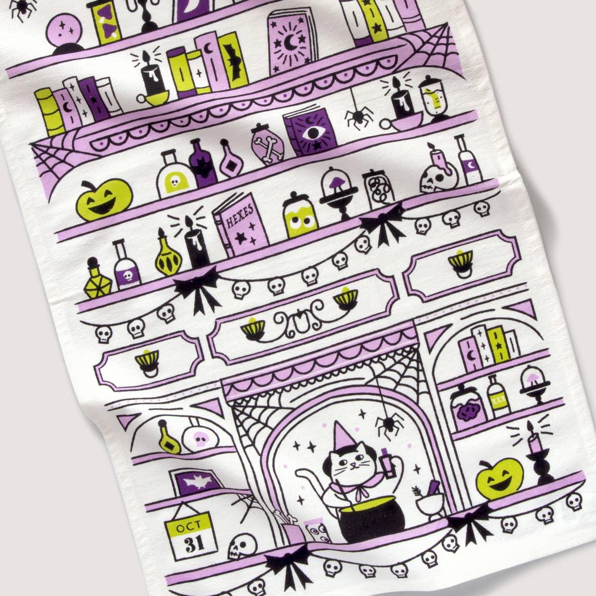 Cauldron Cat Tea Towel