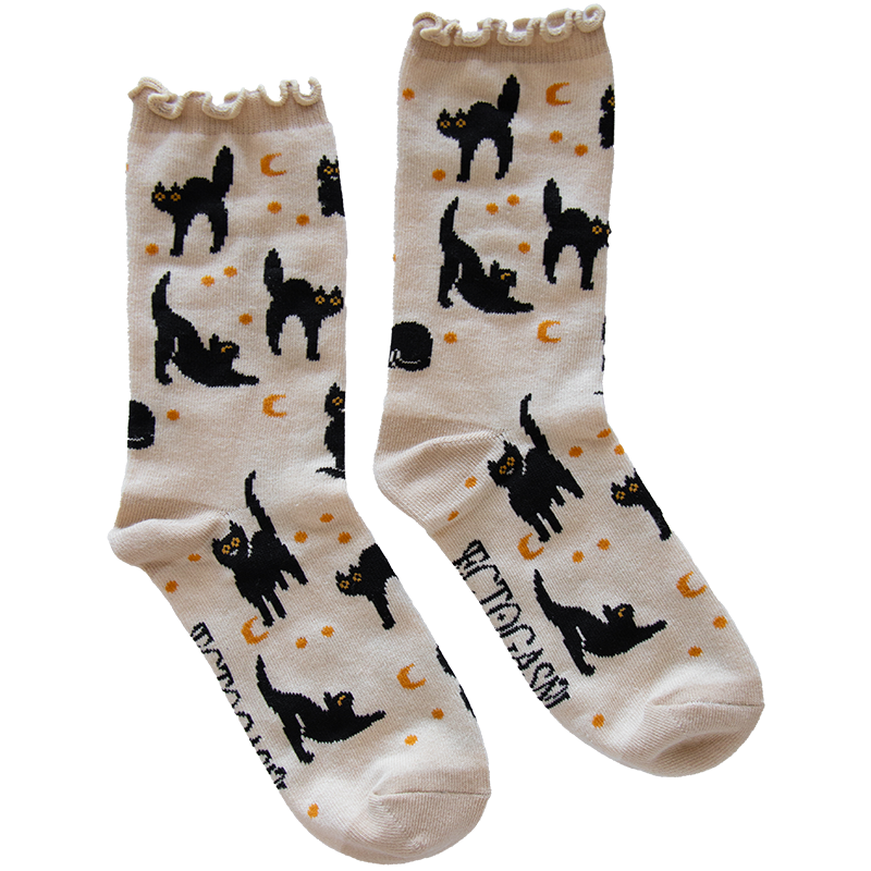 Black Cat Ruffle Socks