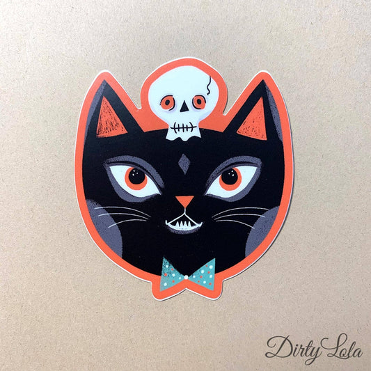BLACK SKULL KITTY STICKER