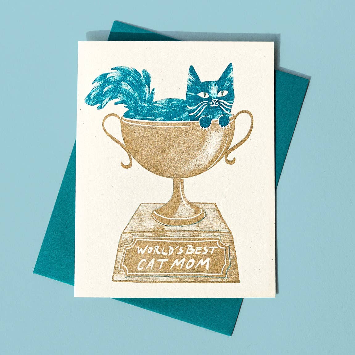 World's Best Cat Mom Card BLANK INSIDE