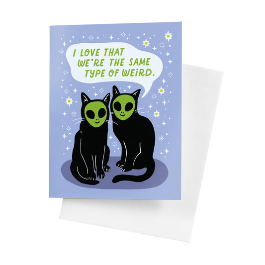 Alien Cat Friends Greeting Card | 5 Eye Studio