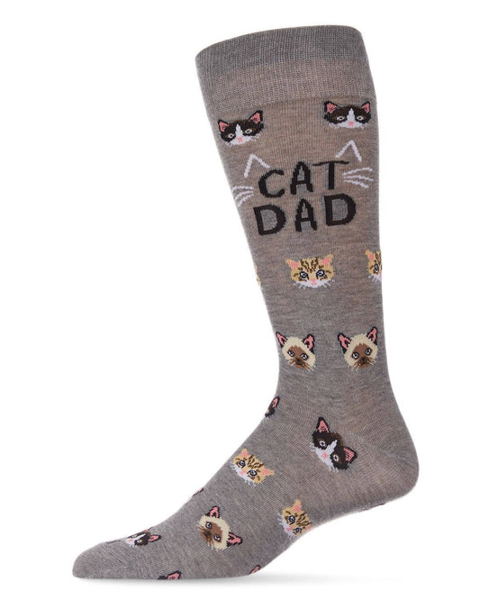 Cat Dad Bamboo Men's Socks - Heather Gray