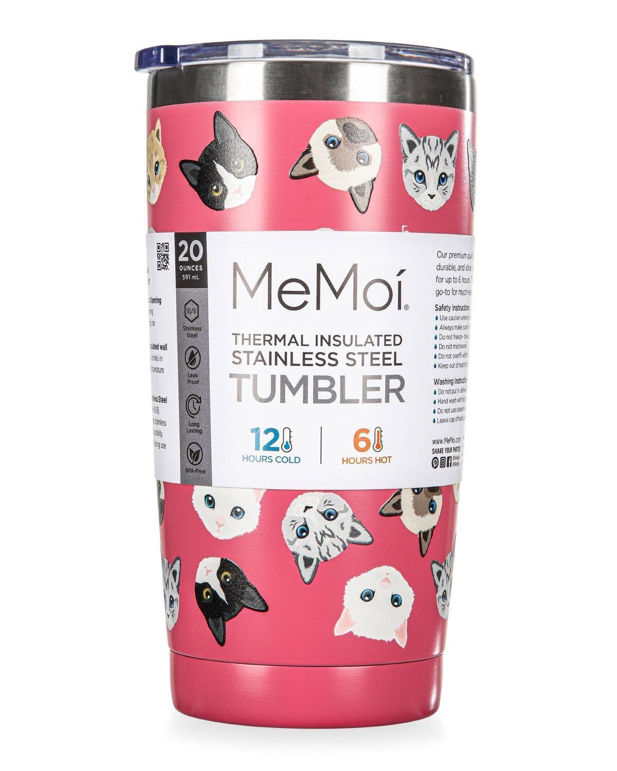 Thermal Insulated Cat Pattern 20oz Tumbler