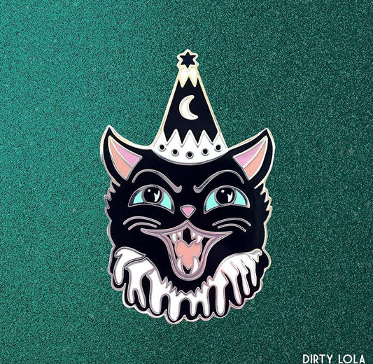 Black Halloween Cat Enamel Pin