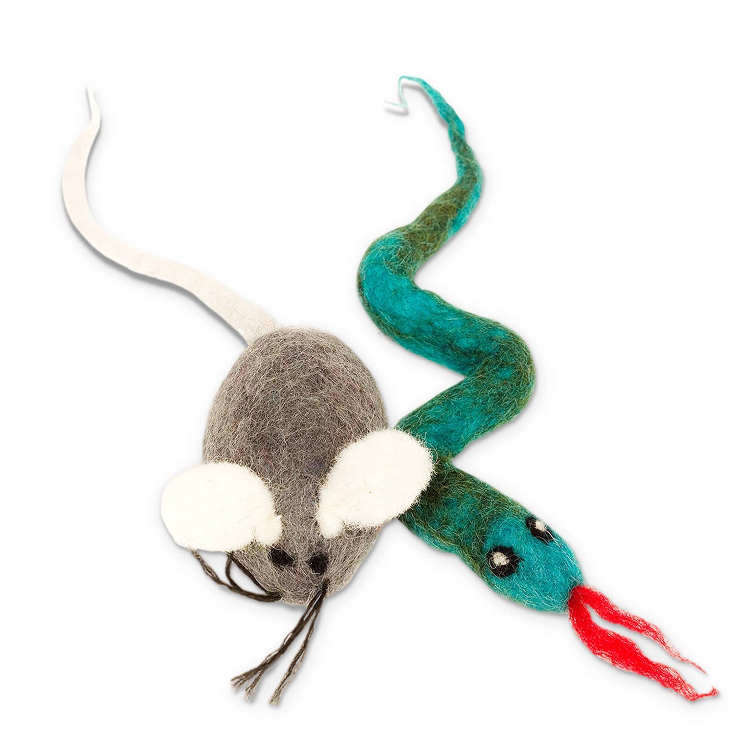 Snake and Mouse Wool Cat Toy - Pack of 2